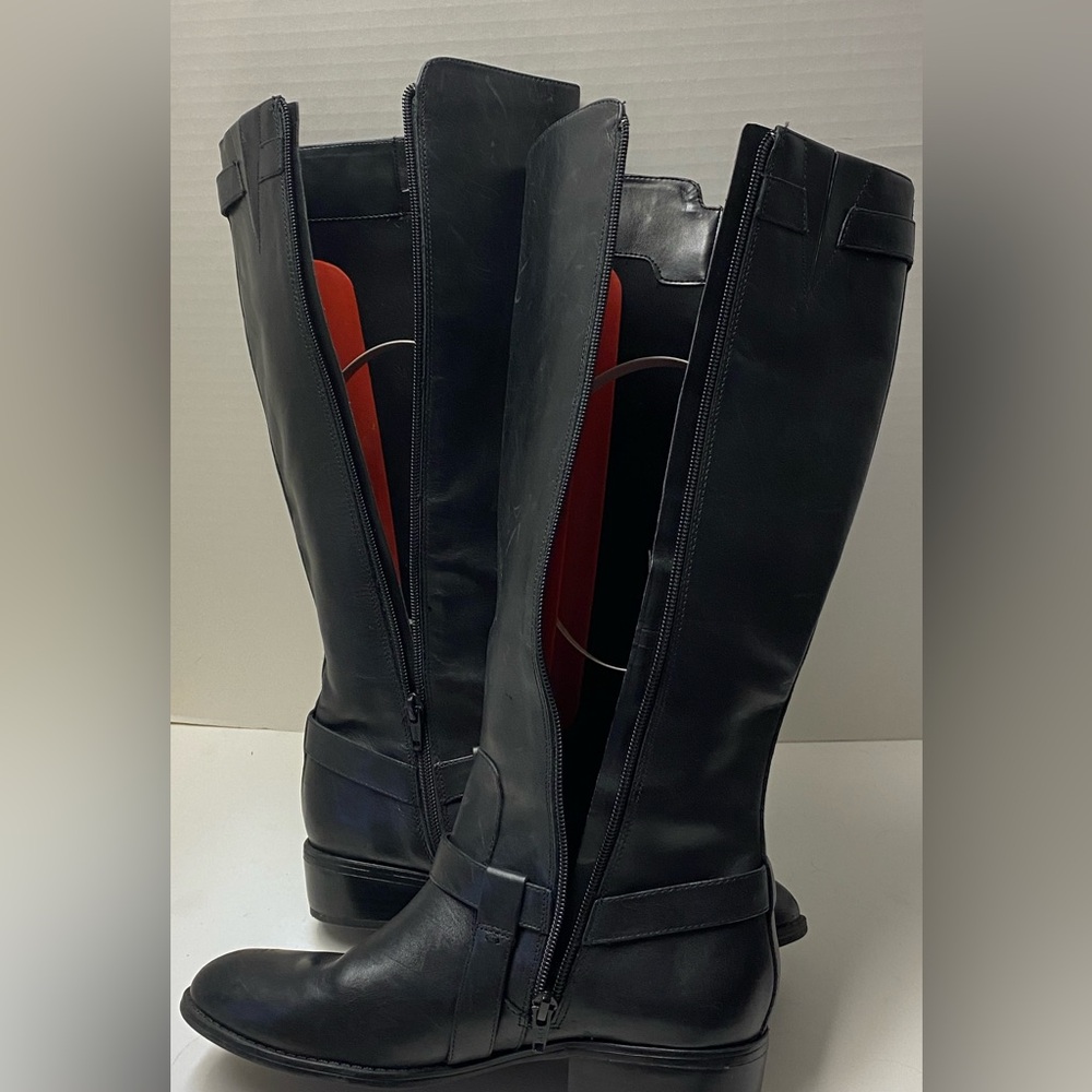 Ralph Lauren Riding Boot Margarite Women's Sz 8 B Black Leather Zip Knee High - Picture 13 of 15